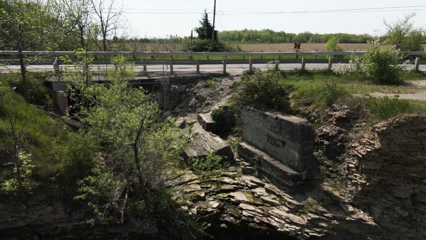 Aerial view of the rocky gorge and natural rock formations at Devil