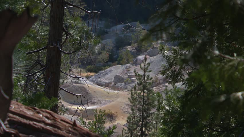 Forests And Geological Landscape Within Lassen Volcanic National Park In California, United States. Pullback Shot