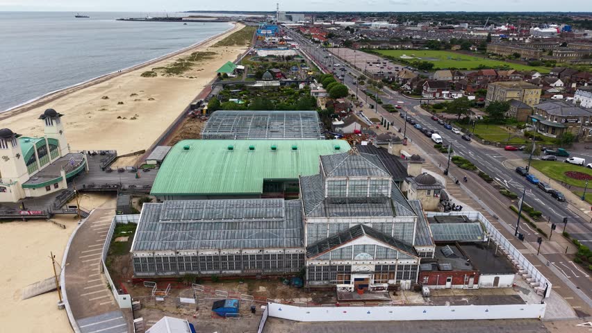 Scenic view of Winter Gardens and beachfront in Great Yarmouth, Norfolk, UK