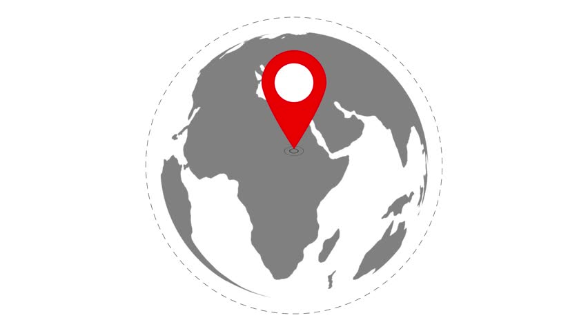 Location of the country Peru with GPS location tracking icon animation.Rotating earth globe with map marker navigation concept.