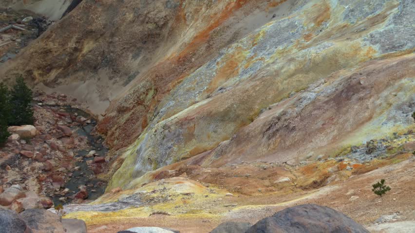 Colorful Geological Formations In Lassen Volcanic National Park, California, USA. Close-up Shot