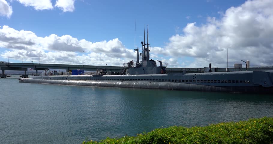 USS Bowfin submarine docked in Pearl Harbor on Oahu, Hawaii