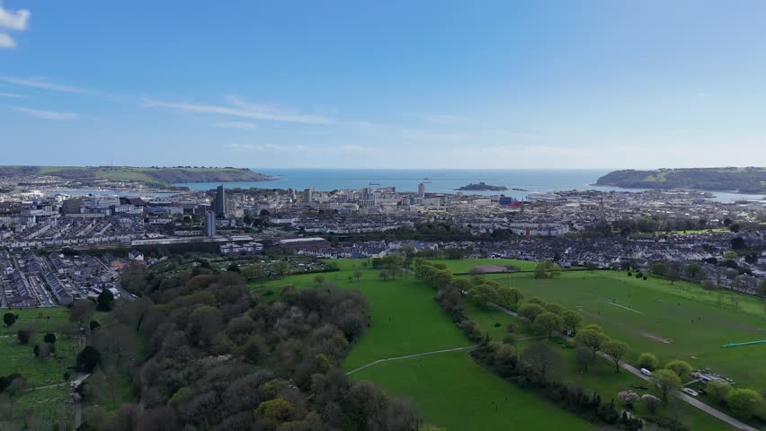Coastal City Skyline Aerial View of Plymouth