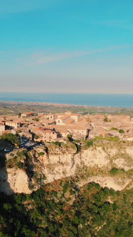 Landscape of Gerace, the medieval rural village on the mountaintop