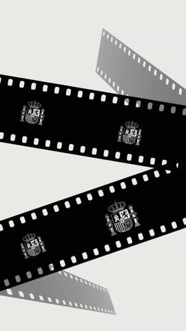 a strip of retro camera negative film with the Spanish coat of arms repeated on it