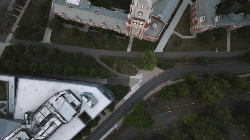Aerial view of Yale University. Shot on an overcast summer day