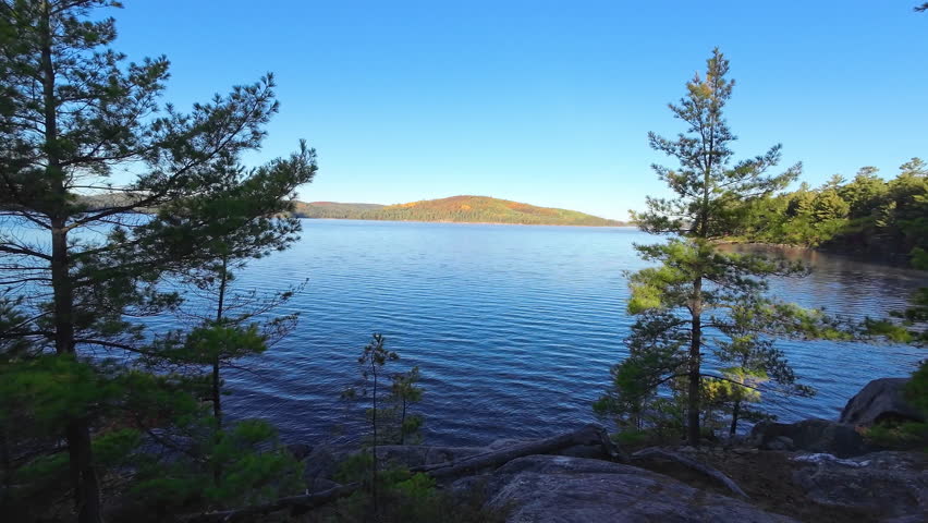 Scenic view from the Grand Lake location in Algonquin Provincial Park where Canadian artist Tom Thomson created the iconic Jack Pine painting.