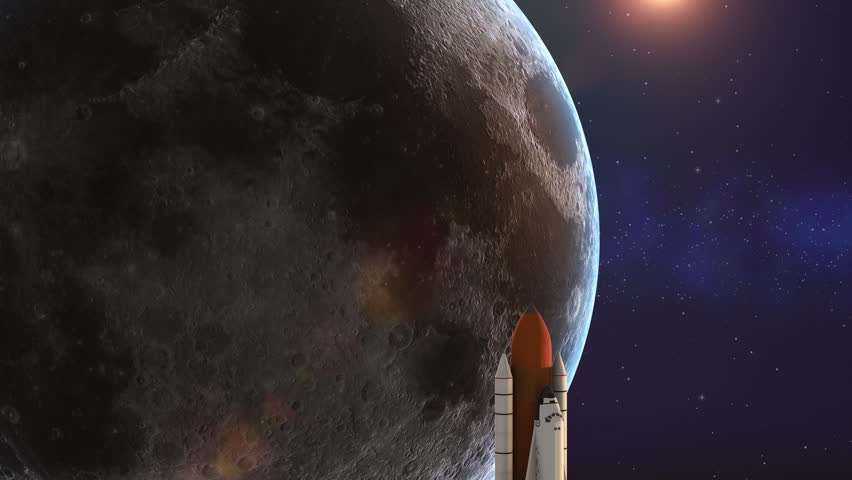 Space Shuttle Launch Near The Moon
