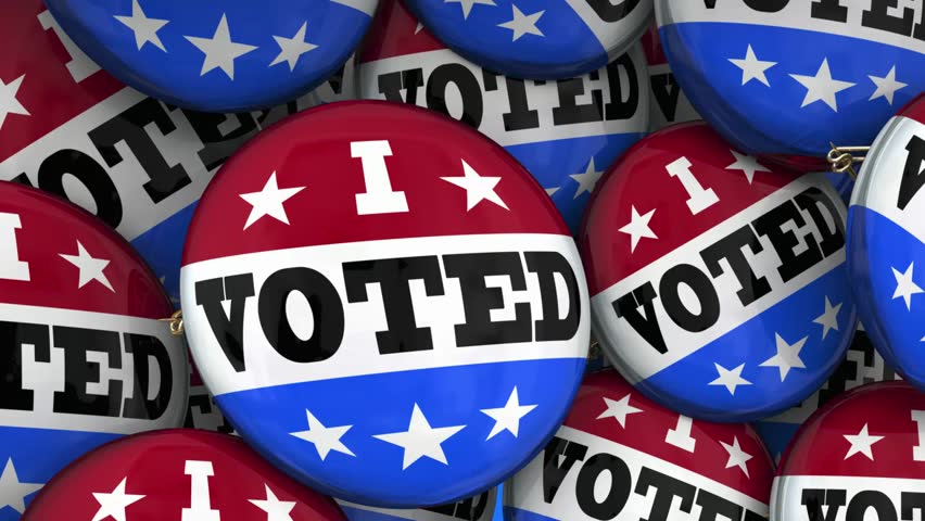 Maryland MD State Map I Voted Pins Buttons Election Democracy 3d Animation
