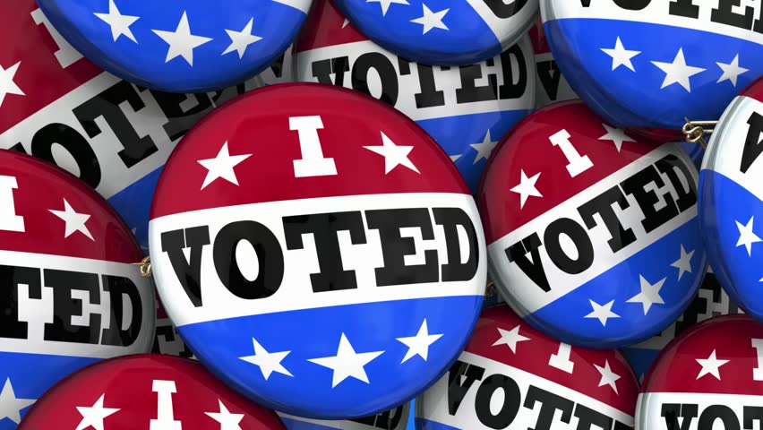 Connecticut CT State Map I Voted Pins Buttons Election Democracy 3d Animation