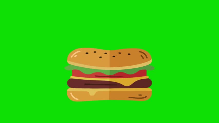 A delicious burger with cheese, lettuce, tomato, and a flag on top is displayed.