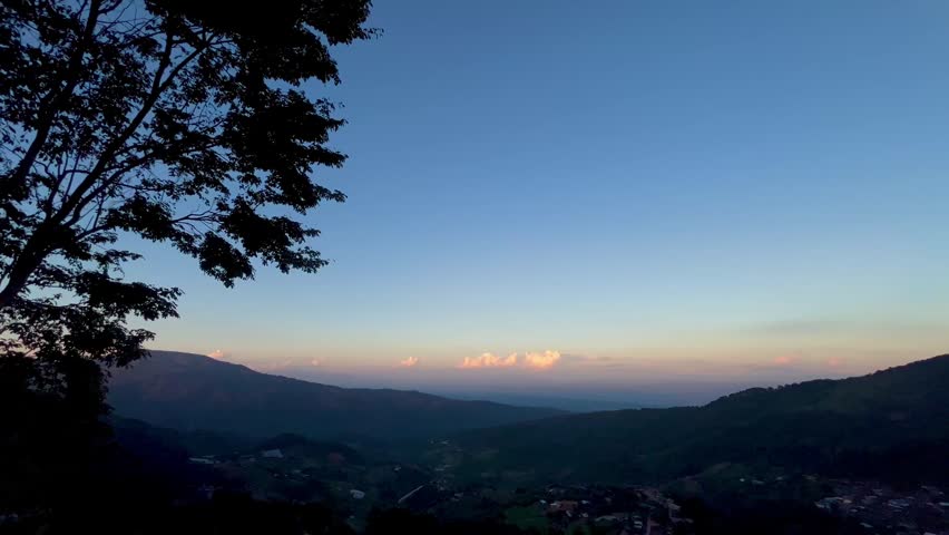 Sunrise over the mountains in the morning