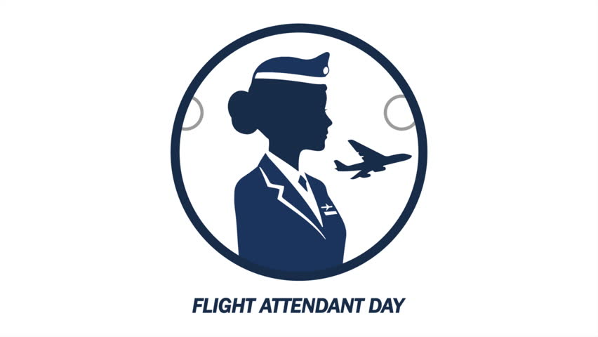 Flight attendant day stewardess silhouette, art video illustration.