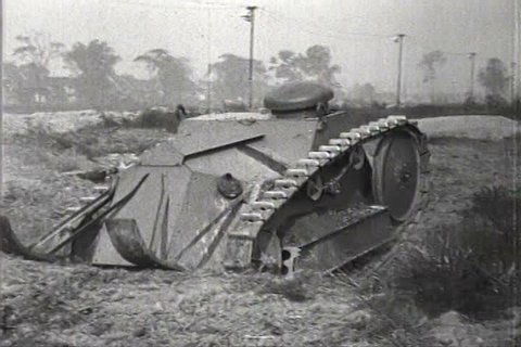1910s - World War One tanks are tested in 1918. Stock Video
