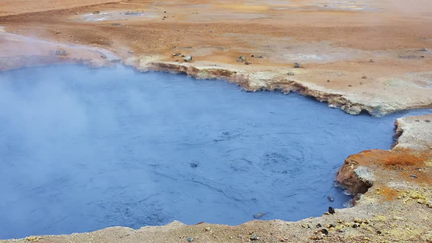 Boiling water from a hot spring in Iceland