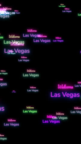 Neon Las Vegas Signs Floating On Black Background vertical video