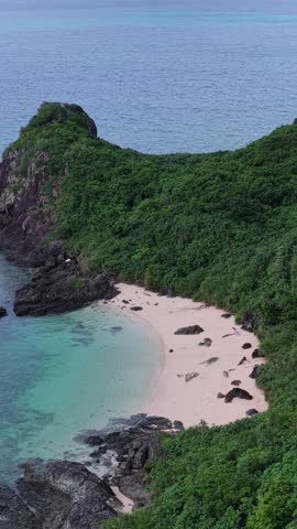 Hirakubo Peninsula And Beach In Ishigaki Island, Okinawa, Japan - Drone, Vertical Shot