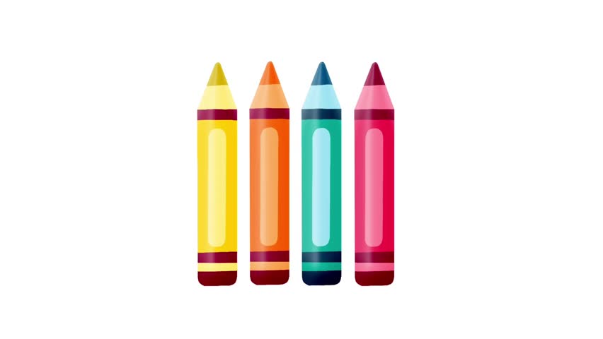 2D Animated Colorful Crayons with Drawing Lines for Kids Education