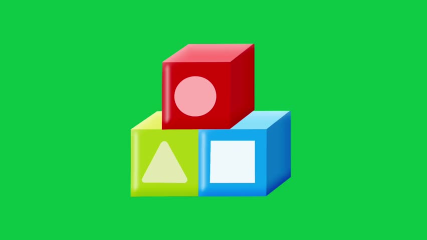 2D Animated Building Blocks with Colorful Shapes for Kids Learning