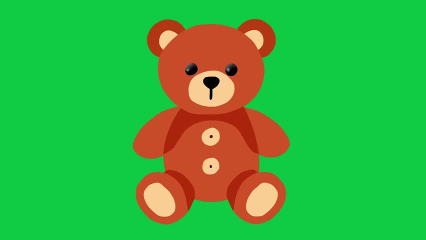 2D Animated Teddy Bear with Cute Sitting Pose for Kids Content
