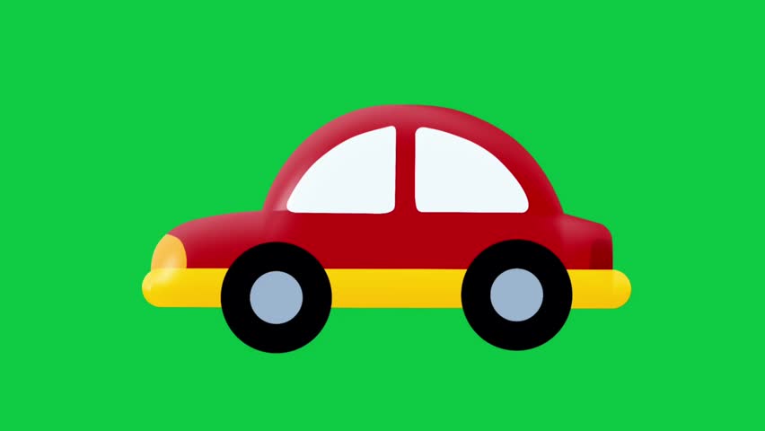 2D Animated Cartoon Car with Bright Colors for Kids Transportation