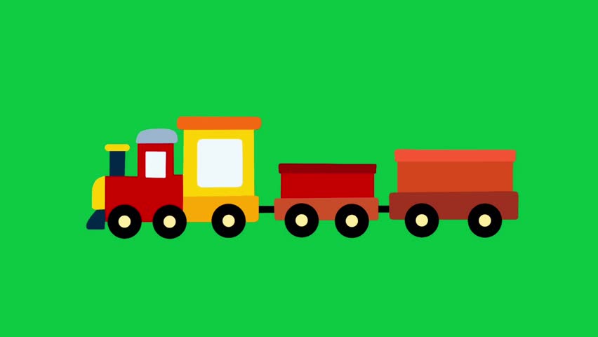 2D Animated Toy Train with Colorful Wagons for Kids Entertainment