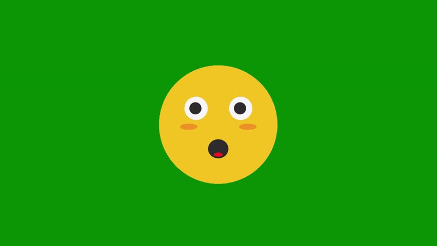 A yellow egg with surprised face on it and green background an angry smiley its eyes closed mouth open carto isolated on green screen background