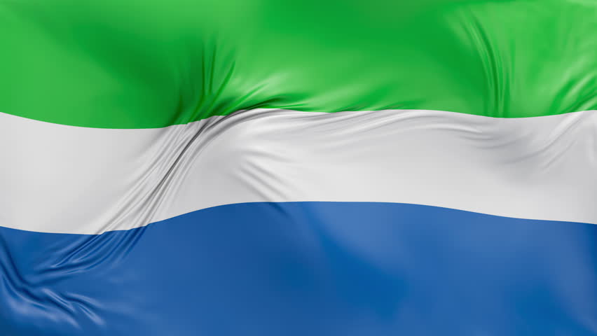 Sierra Leone flag waving Seamless silk flag 3d animation slow motion Looping