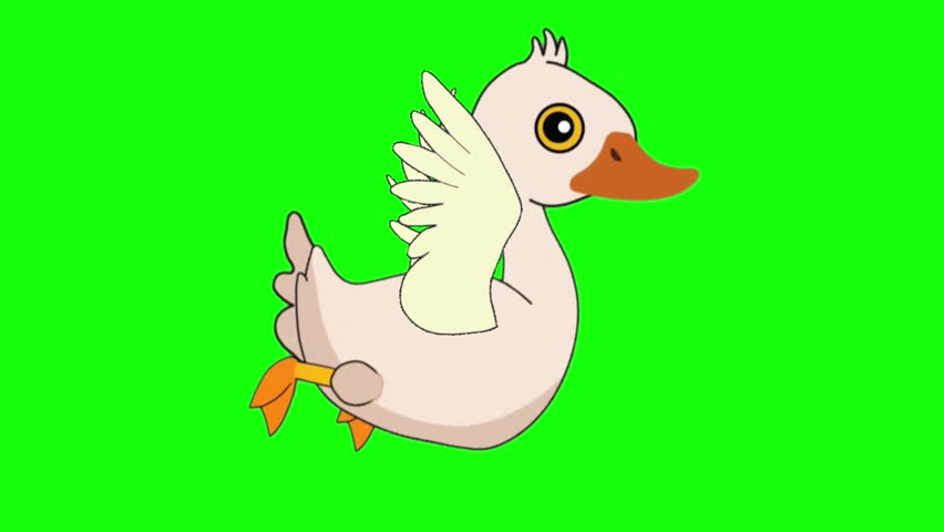 Cute White Cartoon Duck Flying and Talking Animation Frames Sprite Sheet