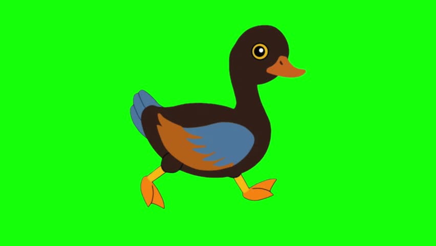 Cute Dark Brown Duck Running Talking Cycle Animation Frames Cartoon Sprite