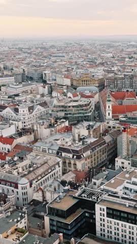 Budapest aerial cityscape mixed architecture rooftops modern building historic district hungary panorama editorial urban view vertical