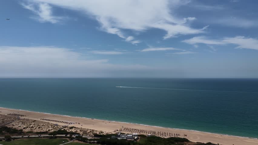 Neighborhood area with luxury villas at shoreline of Algarve, Portugal