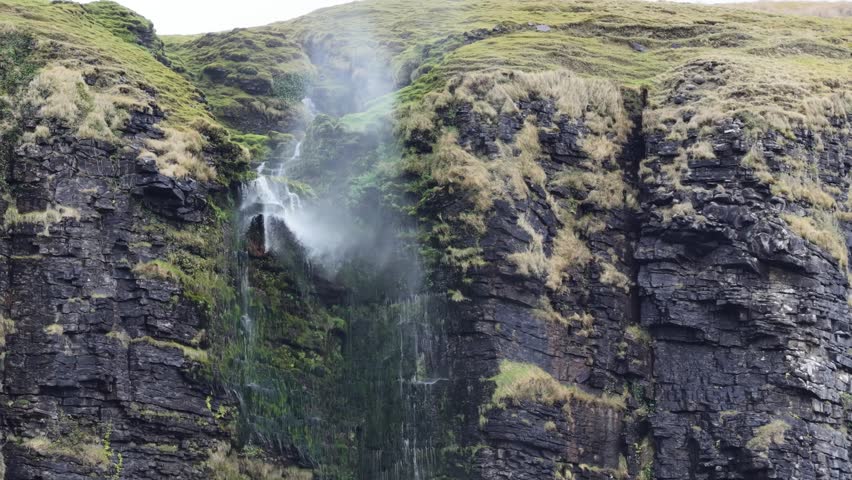 Waterfall running upwards - The Devils Chimney near Glencar Lough, Ireland
