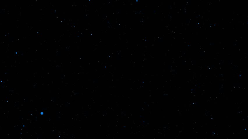A dark night sky filled with numerous scattered blue stars. The image features a black background, emphasizing the brilliance of