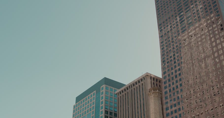 Old chicago water tower and modern skyscrapers
