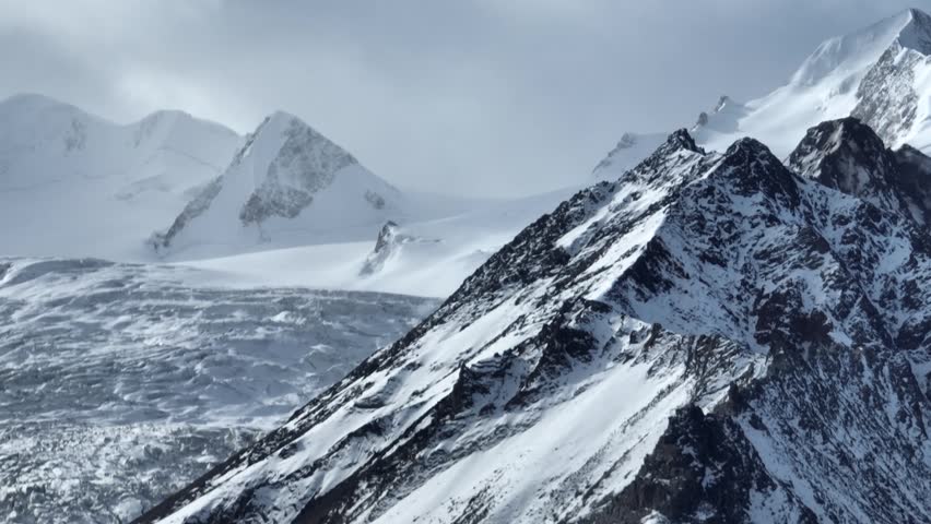 Beautiful high altitude hanging glacier and snow capped mountain in Tibet, China	