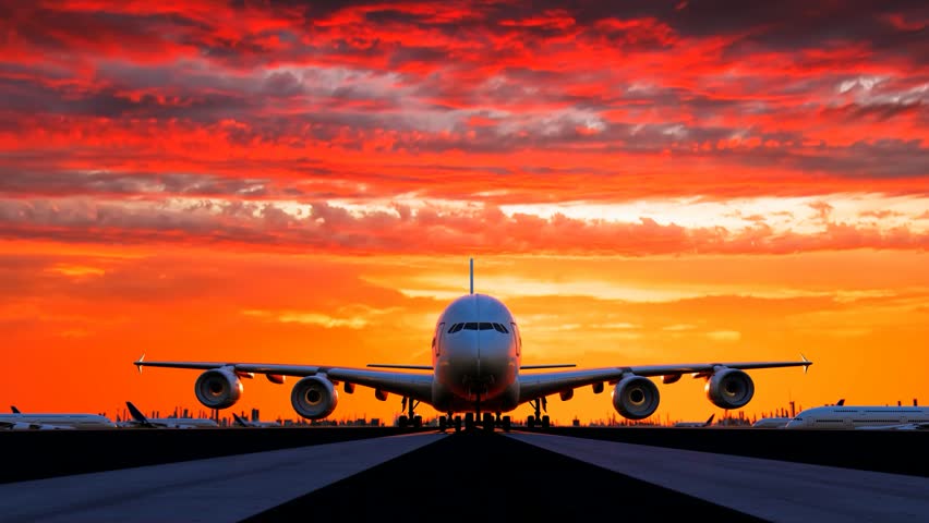 The plane took off from the airport runway in the morning