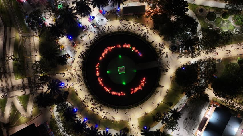 Obelisk Monument In Campina Grande Paraiba Brazil. Beautifully Designed Park Adorned With Lush Greenery. Building Sky Background Downtown Cityscape. Night Outdoor Panorama. Campina Grande Paraiba.