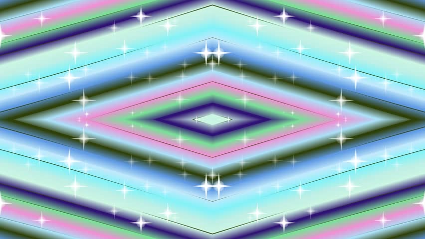 Abstract pastel geometric diamond pattern with twinkling star sparkles loop