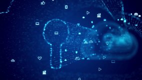Abstract digital cloud security padlock, data protection concept, technology network, internet safety, cyberspace, global data flow, digital transformation motion. - Powered by Shutterstock - Get 15% off with code: PIKWIZARD15