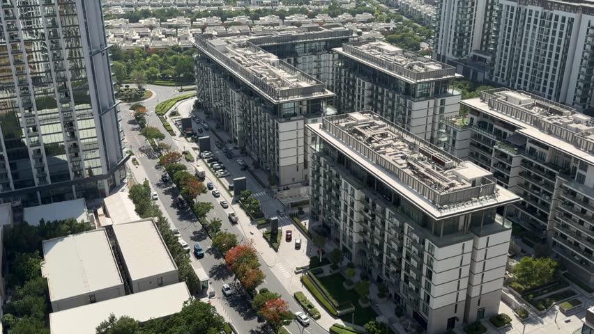 A top view of Sobha Hartland, a luxury residential community in Dubai.