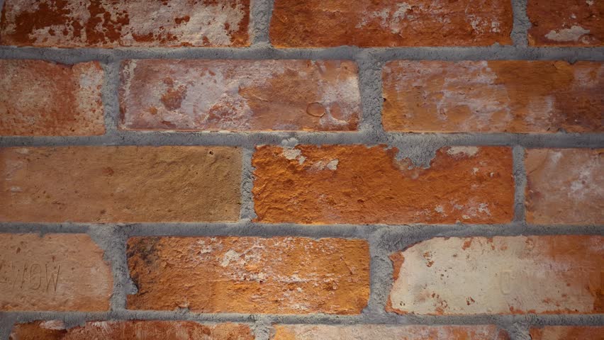 close up on old bricks wall, 4k video