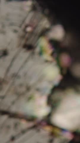 Colorful calcite crystal texture viewed through reflected light microscope