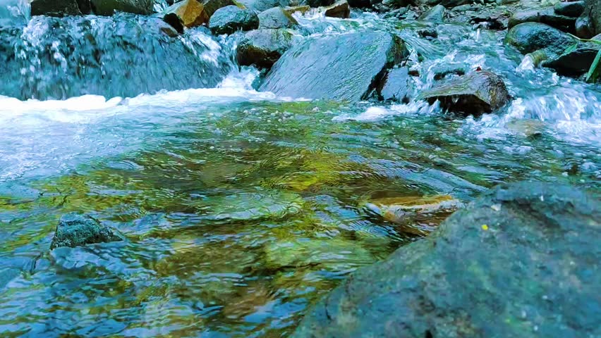 Scenic Rocky River with Flowing Fresh Mountain Water