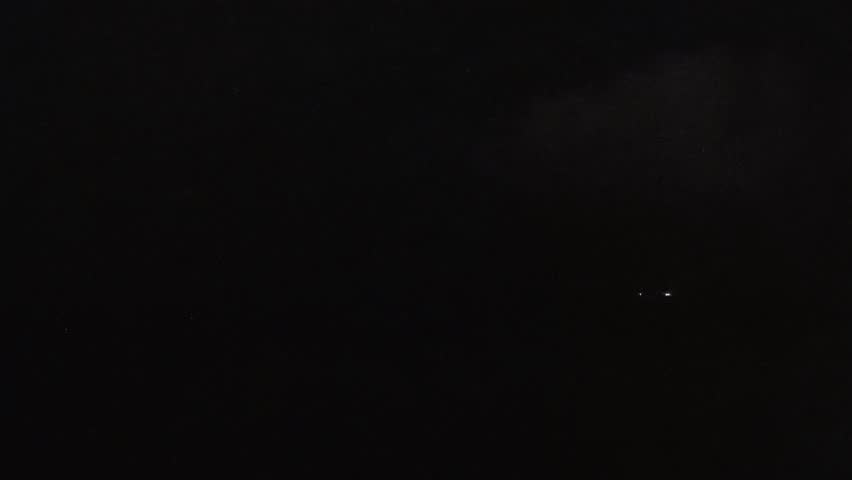 Lightning over the sea at night.