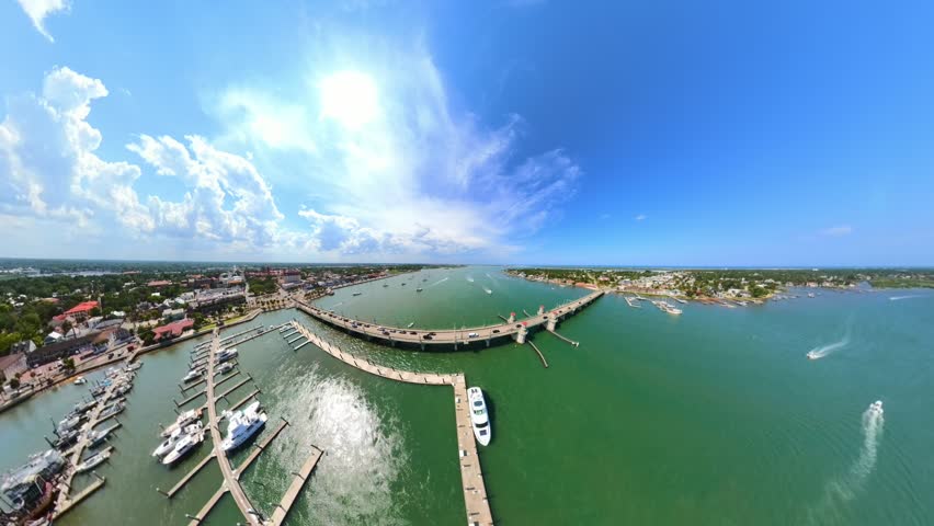 Ultra wide angle distorted video of St Augustine Florida 2026