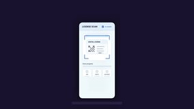 Animation of a mobile interface scanning a digital license. Shows progress and scanning features in a modern design. - Powered by Shutterstock - Get 15% off with code: PIKWIZARD15