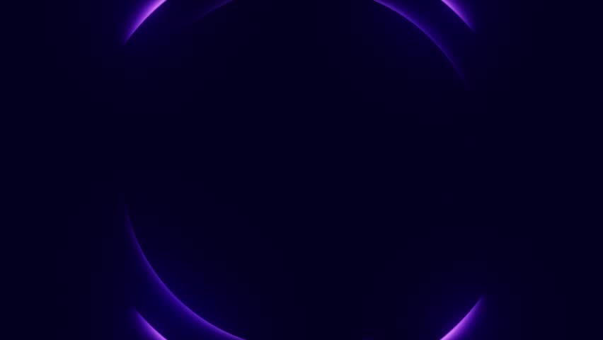 Abstract purple neon circles glowing and rotating in a seamless loop. This glowing light effect creates a futuristic and modern background
