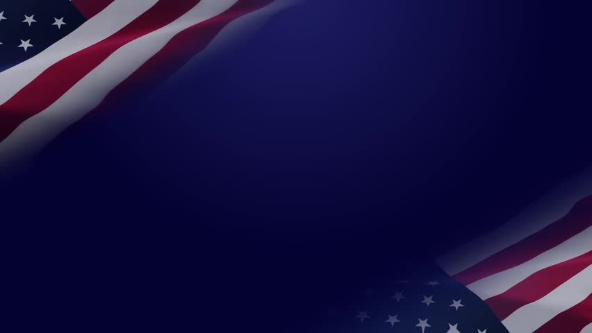 Happy 4th of July flag and fireworks background animation. Beautiful USA Holiday Title with Waving American Flag, Festive Balloons, and Dark Blue Background