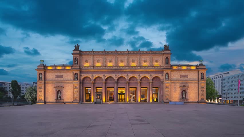 Hamburg, Germany - view of Neo-Renaissance building of Hamburger Kunsthalle built in 1869  (static image with animated sky)